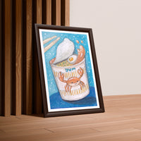 Cup Noodles at Midnight print from the Konbini Snacks set, in a dark frame (mock-up)