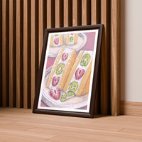 Fruit Sandwich to Share print from the Konbini Snacks set, in a dark frame (mock-up)