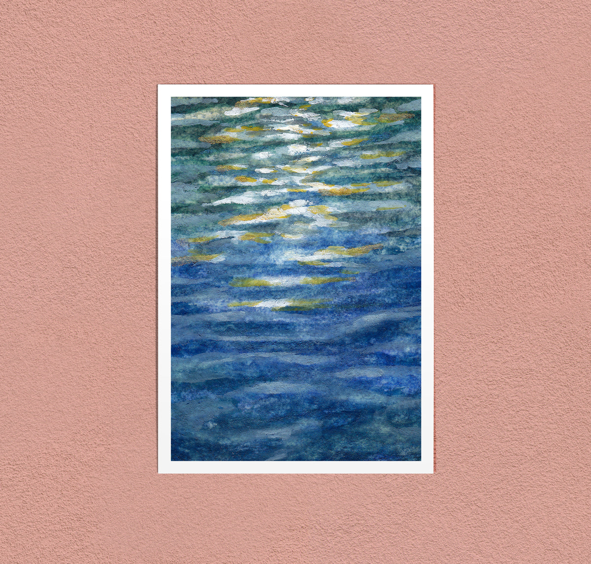 Moon on the Water art print — moonlight broken into gold and white across a dark swell