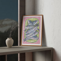 Sardines — a gouache study, art print by Isabelle Laureta