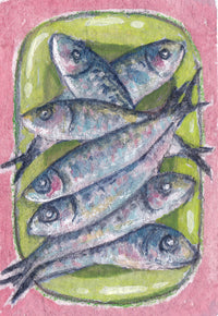 Sardines seafood art print on Hahnemühle German Etching