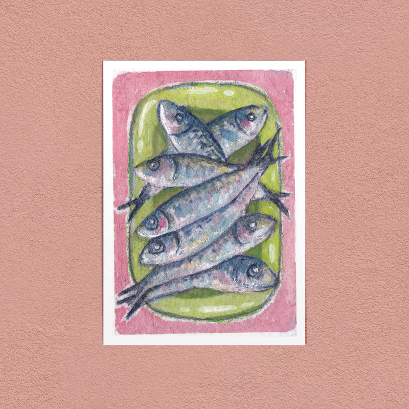 Sardines art print — sardines lined up side by side